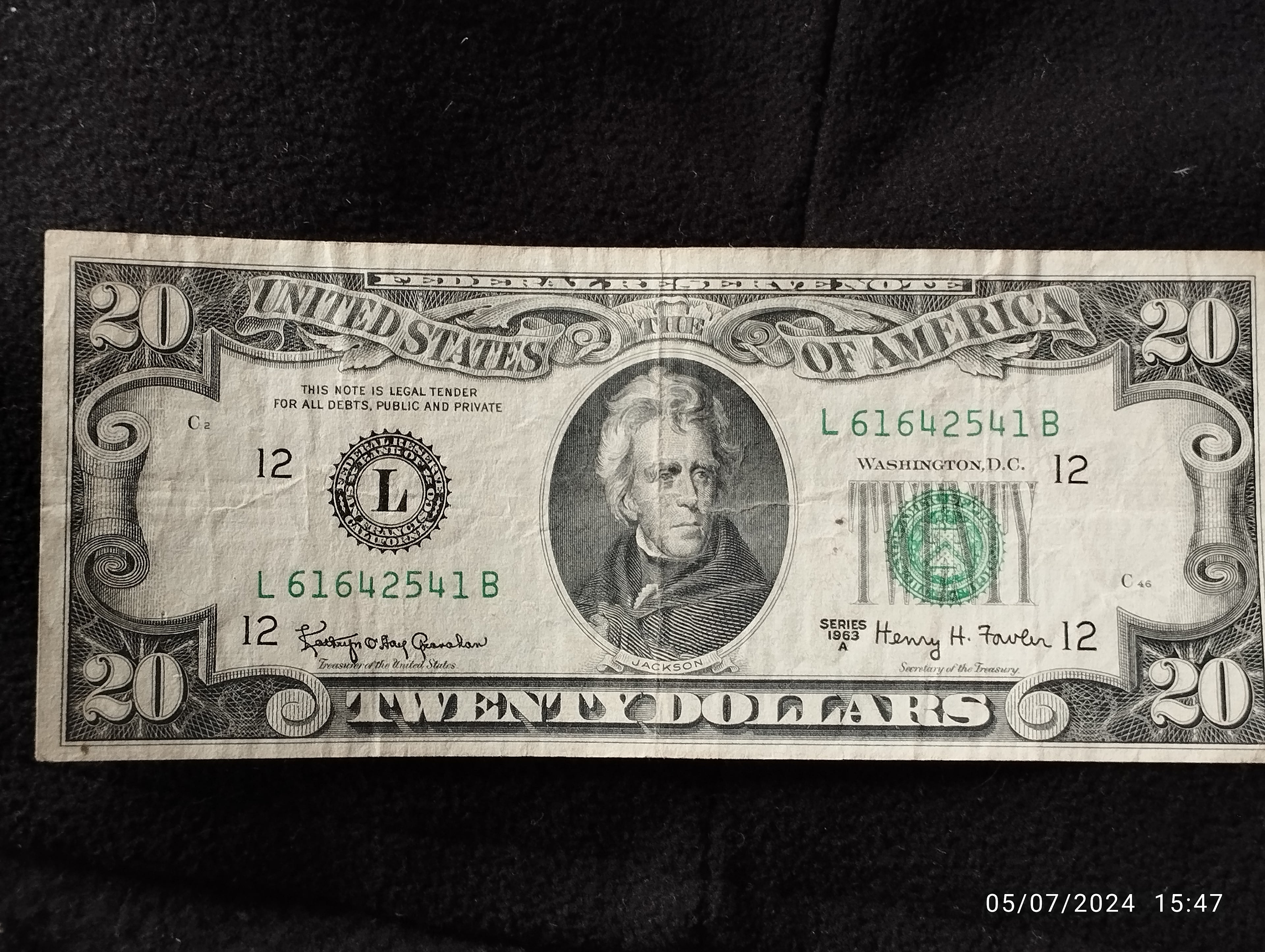 BILLETE DE DOLLAR AUTENTICO- b
